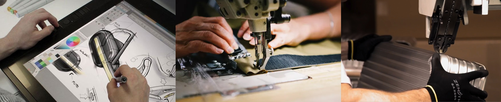 design and soft sewn, hard case production